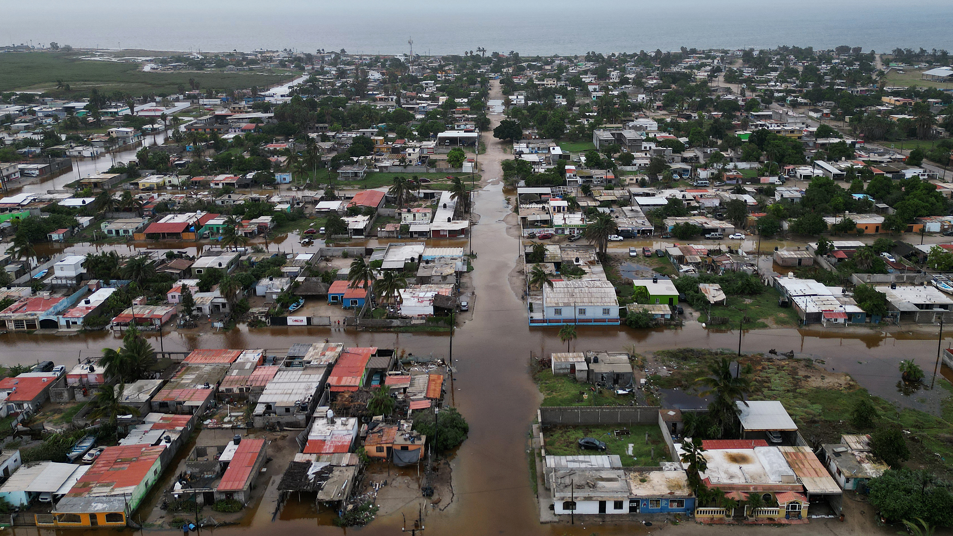 Flooded streets after Hurricane Polo in Puerto San Carlos