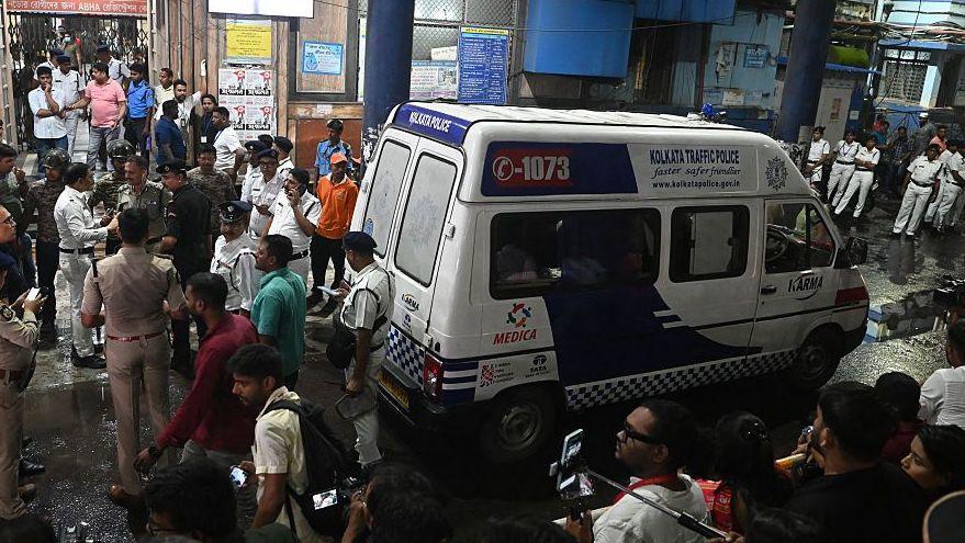 Ambulance carrying victims at hospital