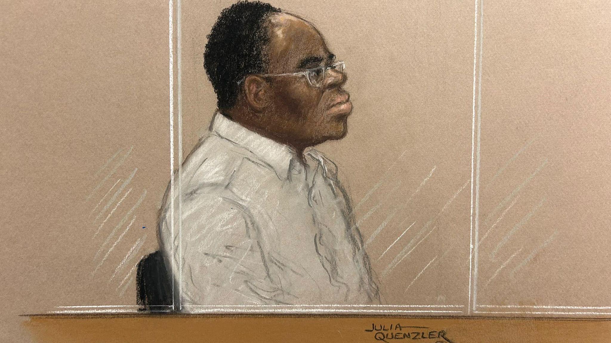 A court sketch of Dr Vincent Brown