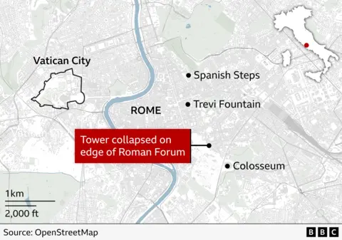 Emergency Response Activated as Medieval Tower Collapses in Rome