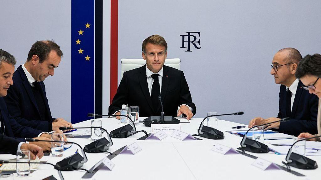 President Macron during inter‑ministerial crisis meeting