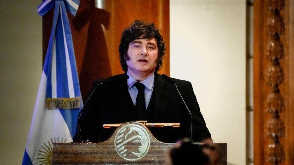 President Javier Milei during a speech
