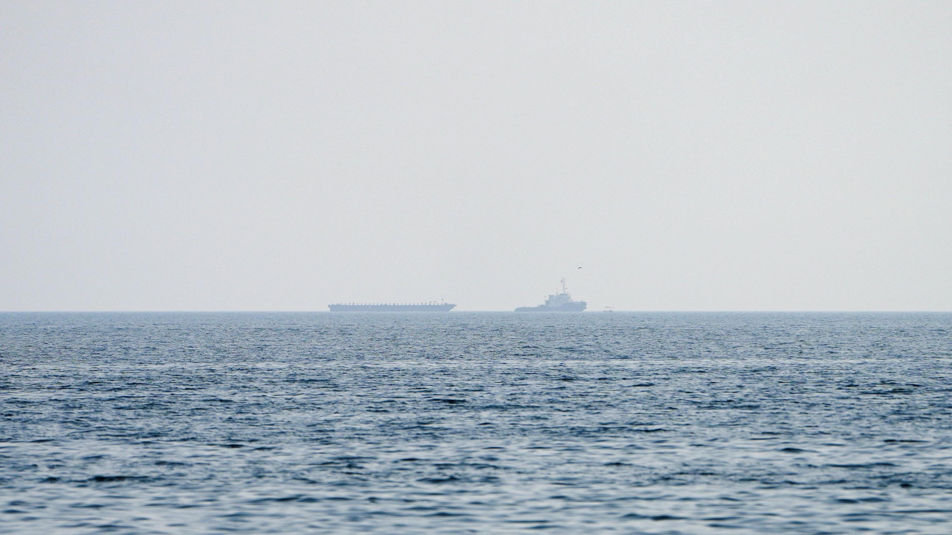 Vessels float in the Strait of Hormuz